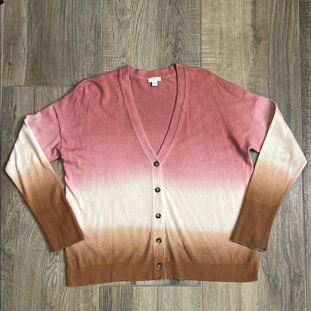 J.Jill Cardigan Women's Medium Dip Dyed Sunset Ombré Sweater - Picture 4 of 10